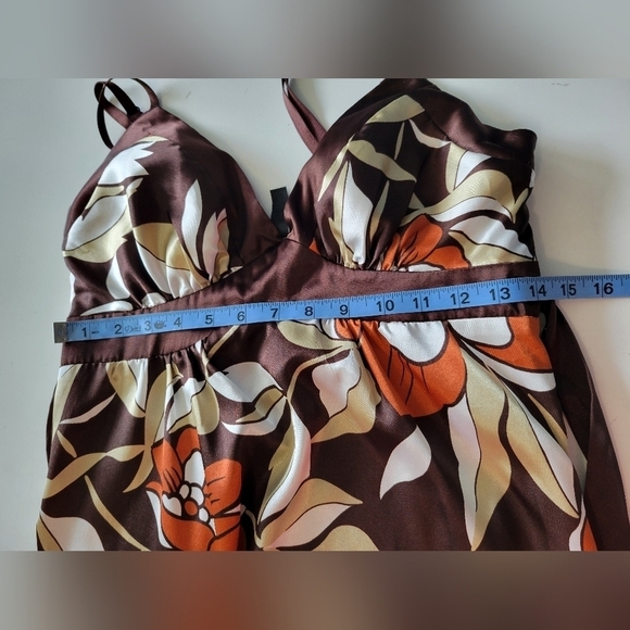 Vntg Heart Soul 90's Floral Print Satin Dress  Small Brown - Picture 12 of 14